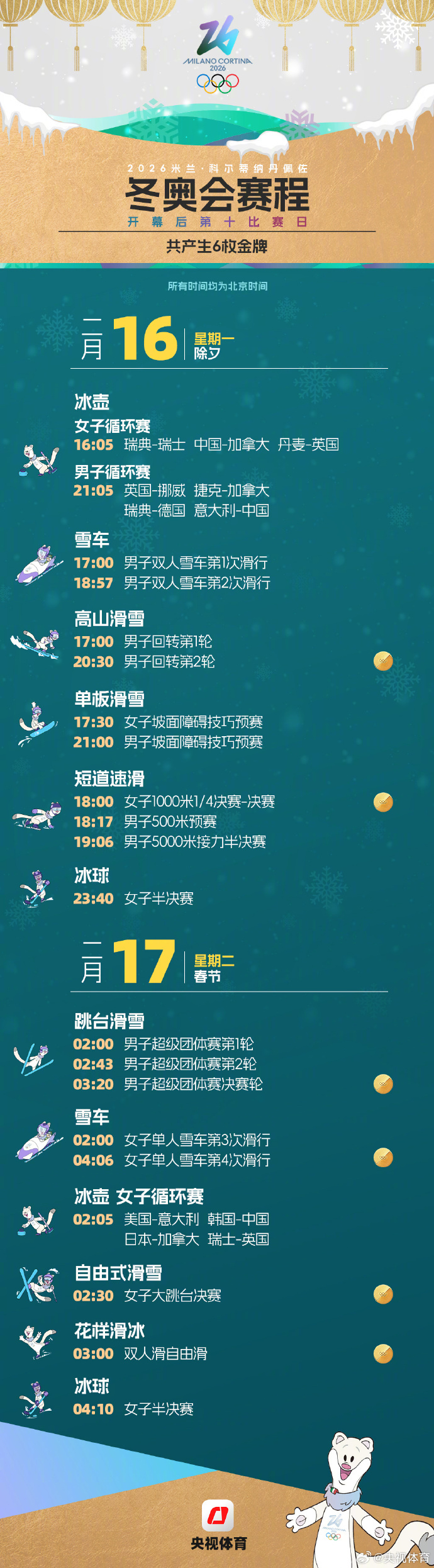 米兰冬奥会30天倒计时赛程图发布 中国健儿冲击