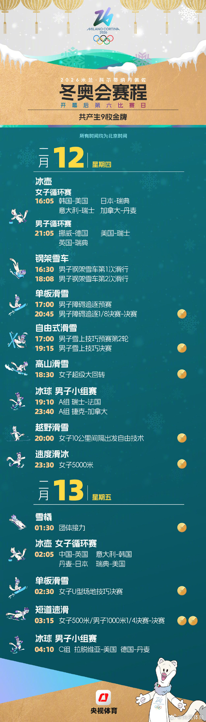 米兰冬奥会30天倒计时赛程图发布 中国健儿冲击