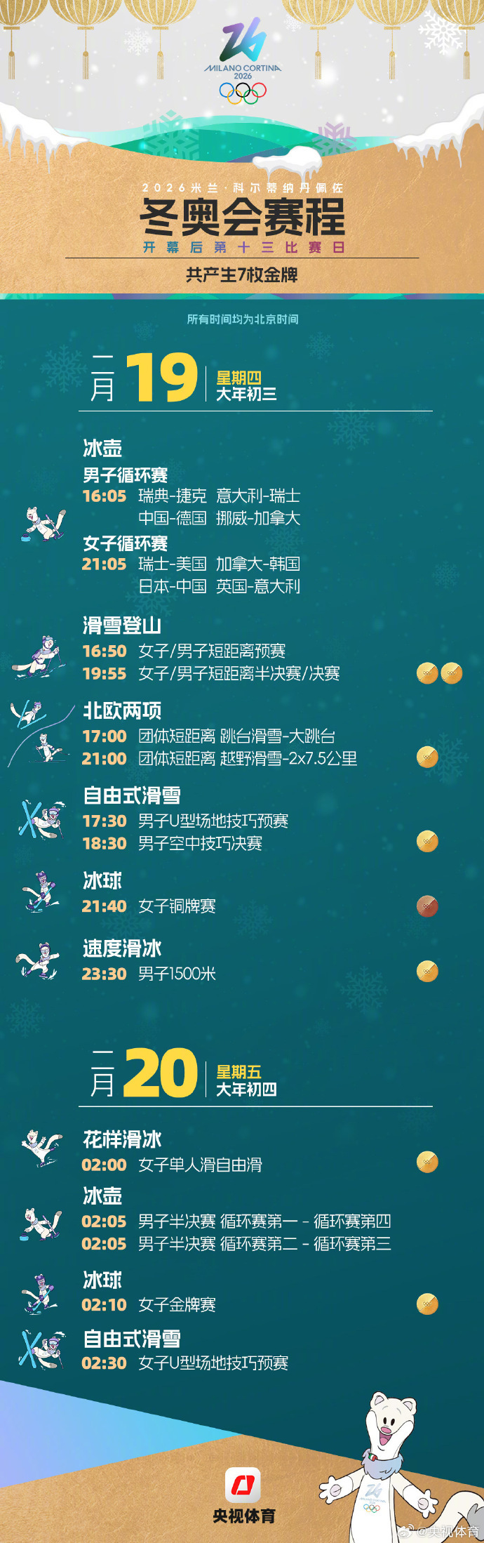 米兰冬奥会30天倒计时赛程图发布 中国健儿冲击