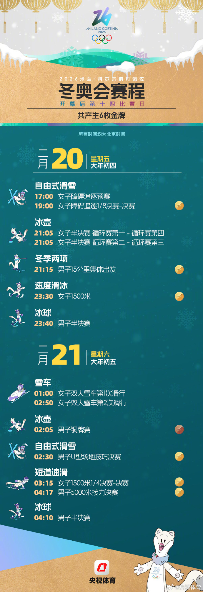 米兰冬奥会30天倒计时赛程图发布 中国健儿冲击